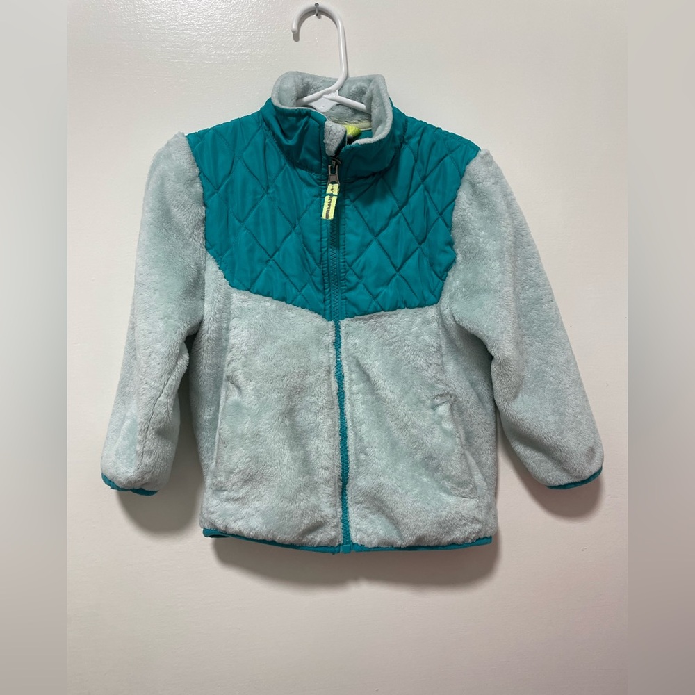 Champion girls Teal and Gray Quilted Fleece Jacket